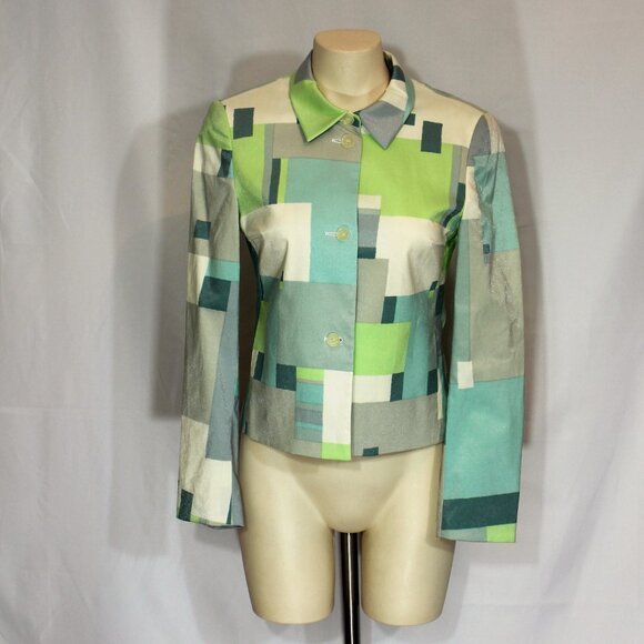 A-K-R-I-S punto jacket geometric pattern multi color women Made in Italy  size 4 - Picture 1 of 9